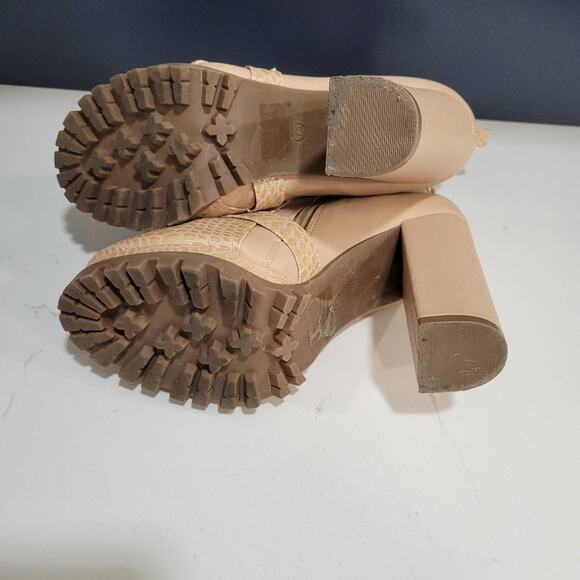 Cape Robbin Garnet Nude Heeled Booties with buckles and Snakeskin look S… - Picture 5 of 14